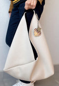 GRANDE BORSA TOTE Origami Bento in Neoprene Bianco Grezzo e Interno Nero-Made in Italy