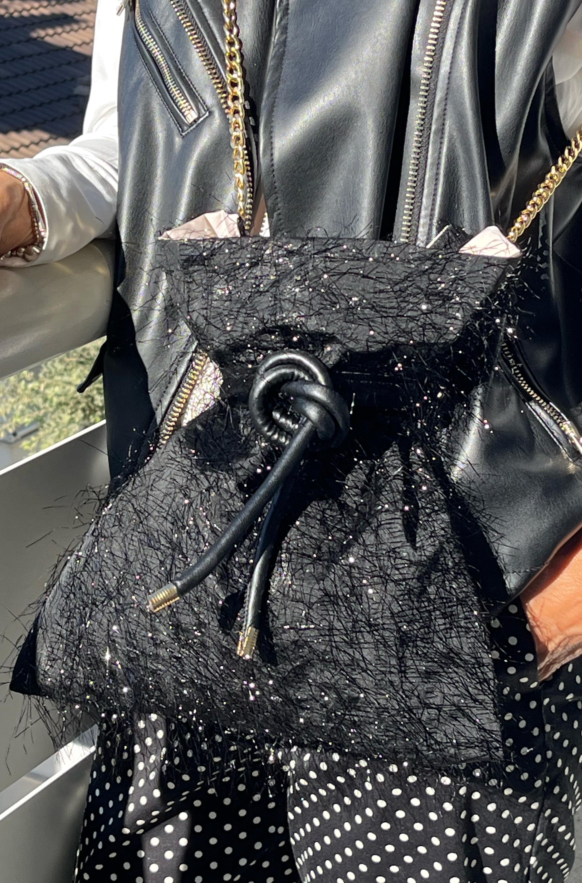 BORSA SECCHIELLO A TRACOLLA-Morbida Borsa a Coulisse con Rouche-Borsa di Lusso Donna-Borsa Cerimonia/Evento-Borsa Donna fatta a mano
