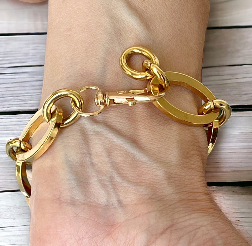 BRACCIALE MAGLIE ACRILICHE-Bracciale Donna Tartaruga/Osso-Bracciale Maglia Piatta Larga-Bracciale Personalizzabile-Regalo Per Lei