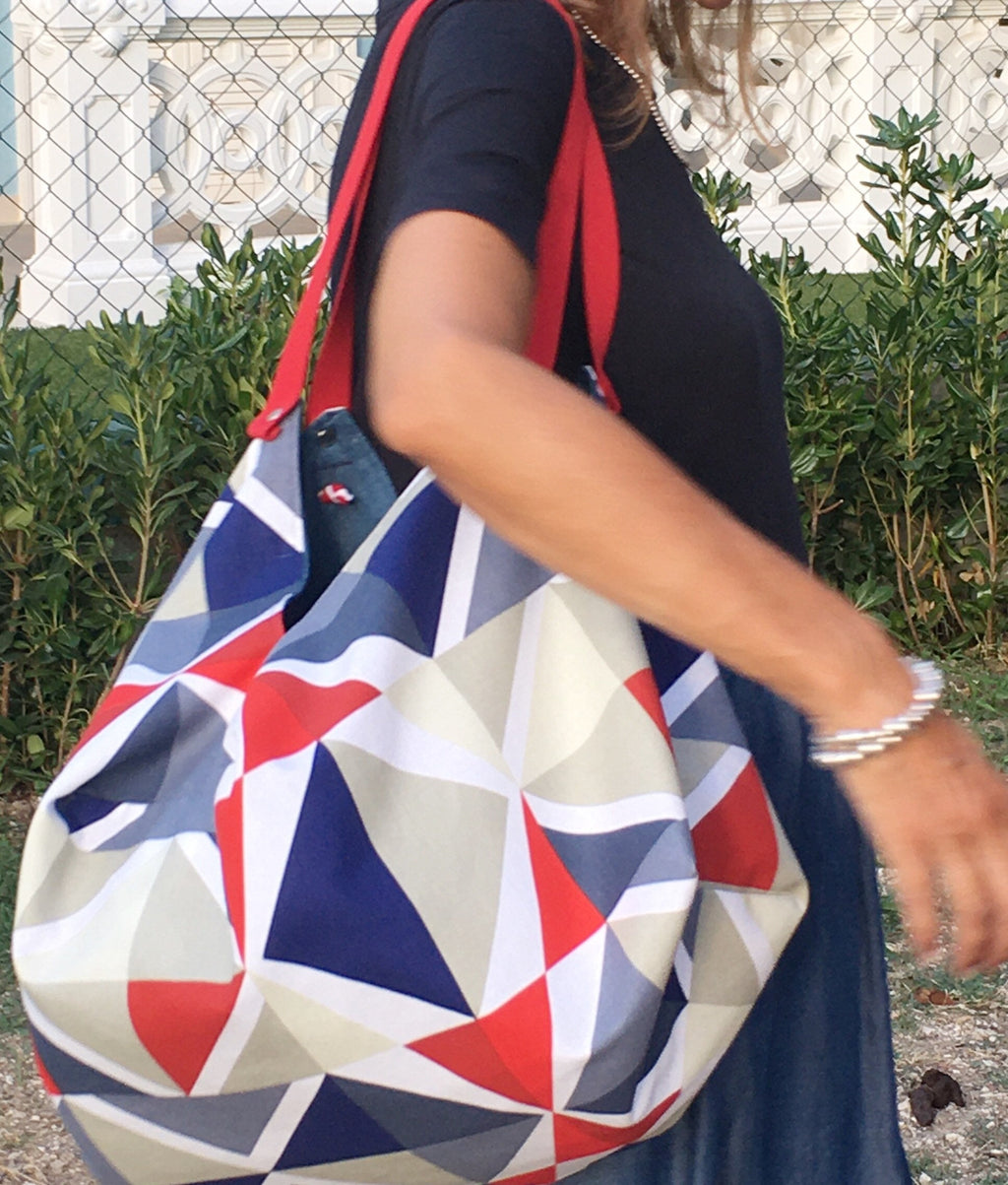 GRANDE BORSA SPALLA Reversibile-Borsa Viaggio Donna con Pochette-Borsa Business regalo per lei, Borsa in Denim-Borsa Viaggio-Zaino Donna