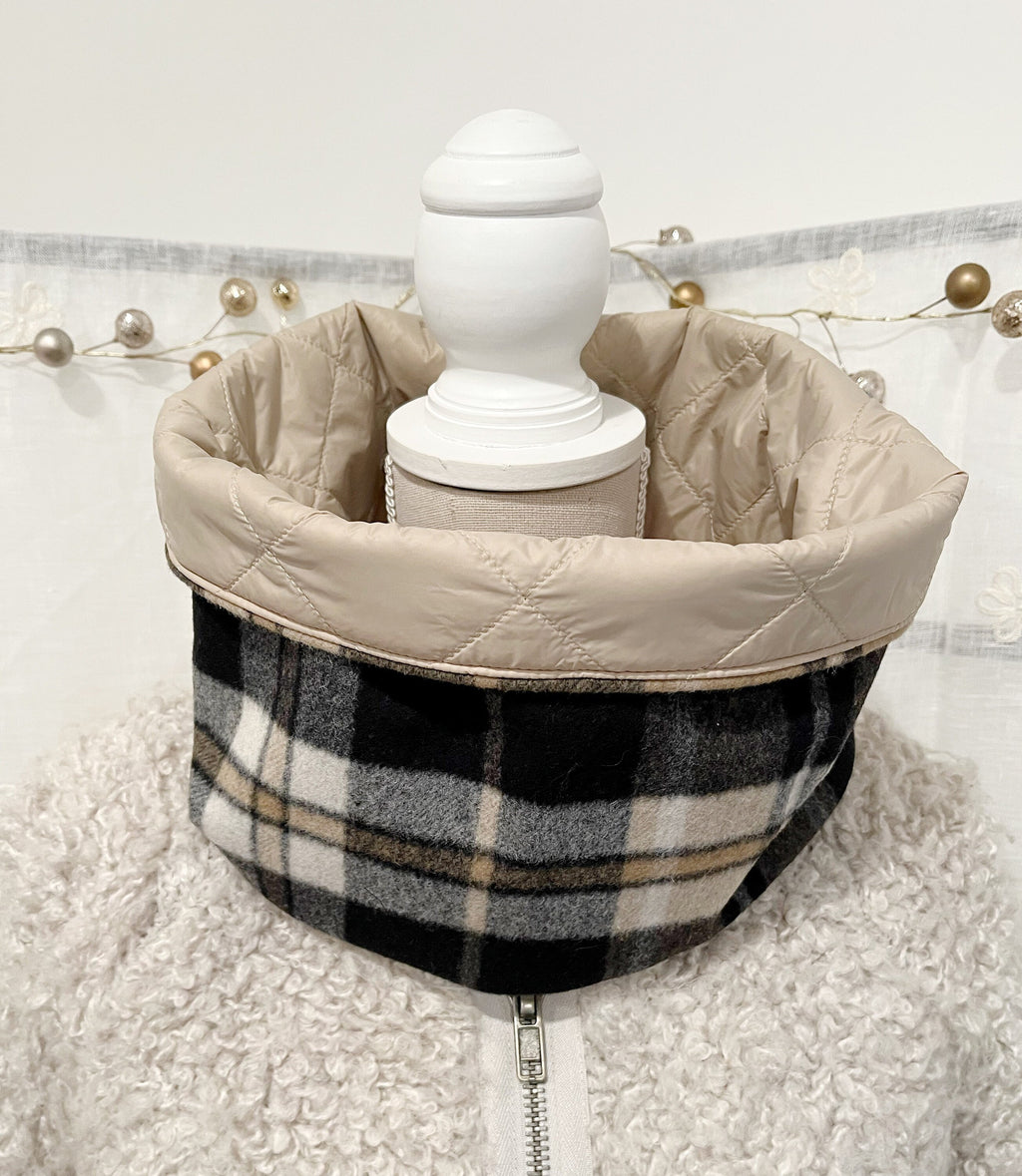 COLLO TARTAN REVERSIBILE-Collo Anello Double Face-Collo Lana/Trapuntato Impermeabile-Scaldacollo Caldo-Collo Imbottito-Regalo Natale