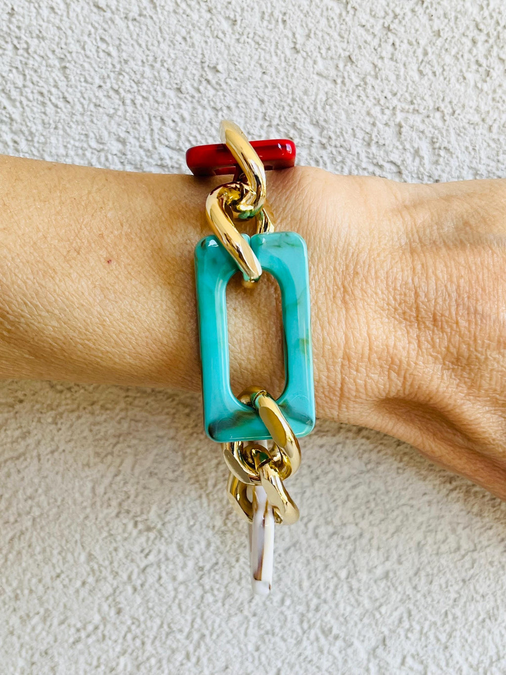 BRACCIALE MAGLIE RETTANGOLARI Acriliche -Bracciale Donna Multicolor-Bracciale Maglia Piatta Grande-Bracciale Personalizzabile-Regalo Per Lei