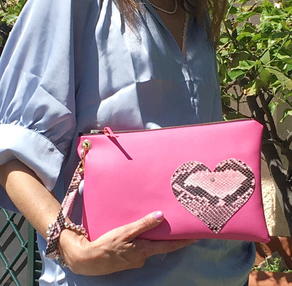 BORSA CLUTCH+POLSIERA-Clutch Donna-Borsa di Lusso-Borsa Party/Matrimoni-Clutch Paillettes+Cuore-Borsa Donna Mano/Polso-Borsa Artigianale