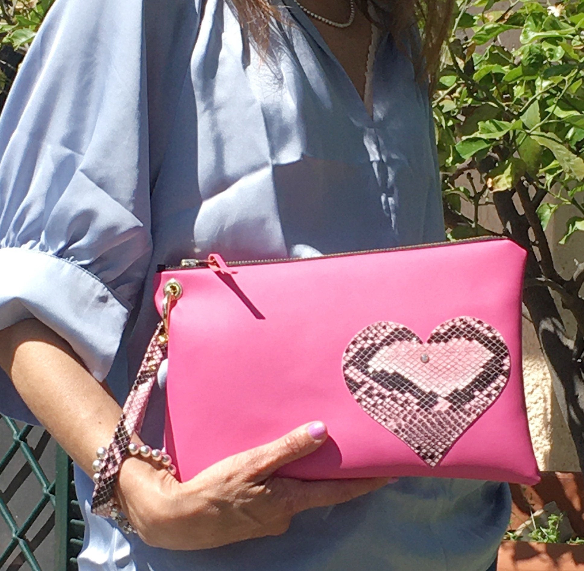 BORSA CLUTCH+POLSIERA-Clutch Donna-Borsa di Lusso-Borsa Party/Matrimoni-Clutch Paillettes+Cuore-Borsa Donna Mano/Polso-Borsa Artigianale