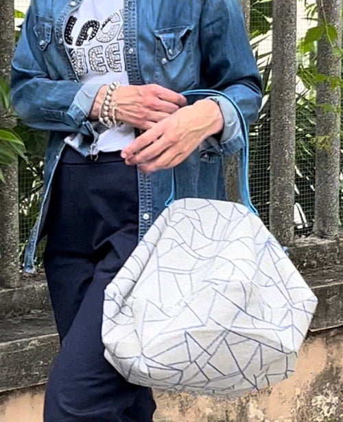 BORSA ORIGAMI GRANDE con Pochette-Borsa Canvas Donna-Borsa Minimalista Lavoro-Viaggio-Regalo per lei-Borsa di Lusso Mano/Spalla