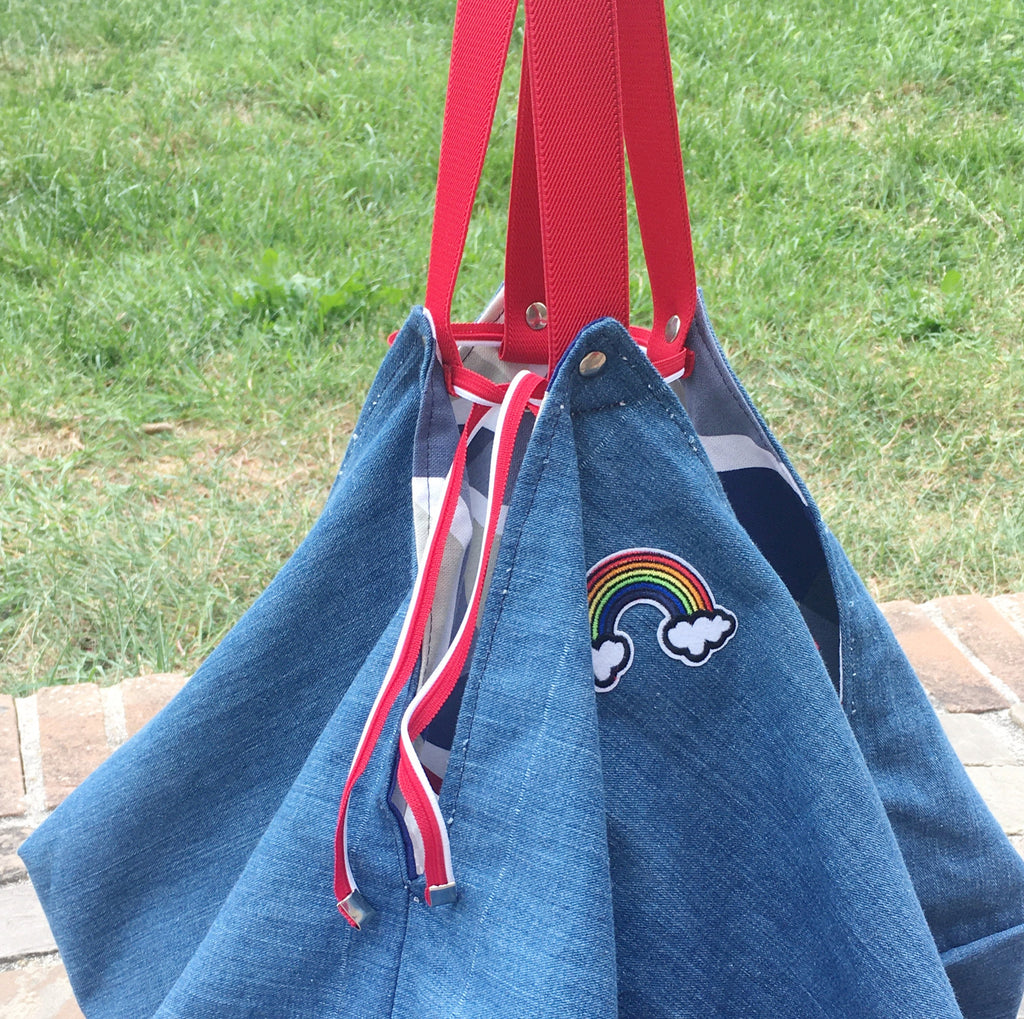 GRANDE BORSA SPALLA Reversibile-Borsa Viaggio Donna con Pochette-Borsa Business regalo per lei, Borsa in Denim-Borsa Viaggio-Zaino Donna