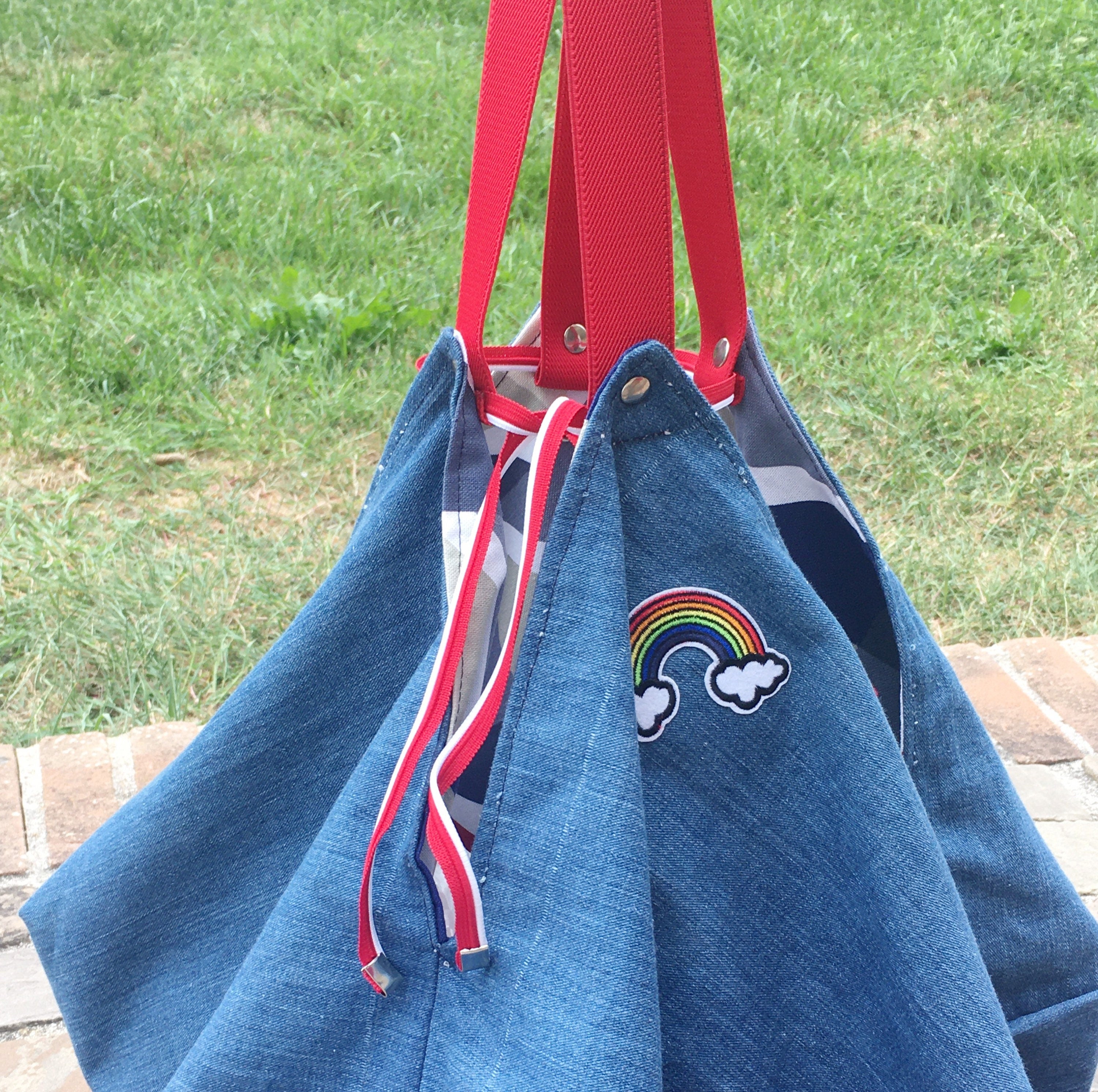 GRANDE BORSA SPALLA Reversibile-Borsa Viaggio Donna con Pochette-Borsa Business regalo per lei, Borsa in Denim-Borsa Viaggio-Zaino Donna
