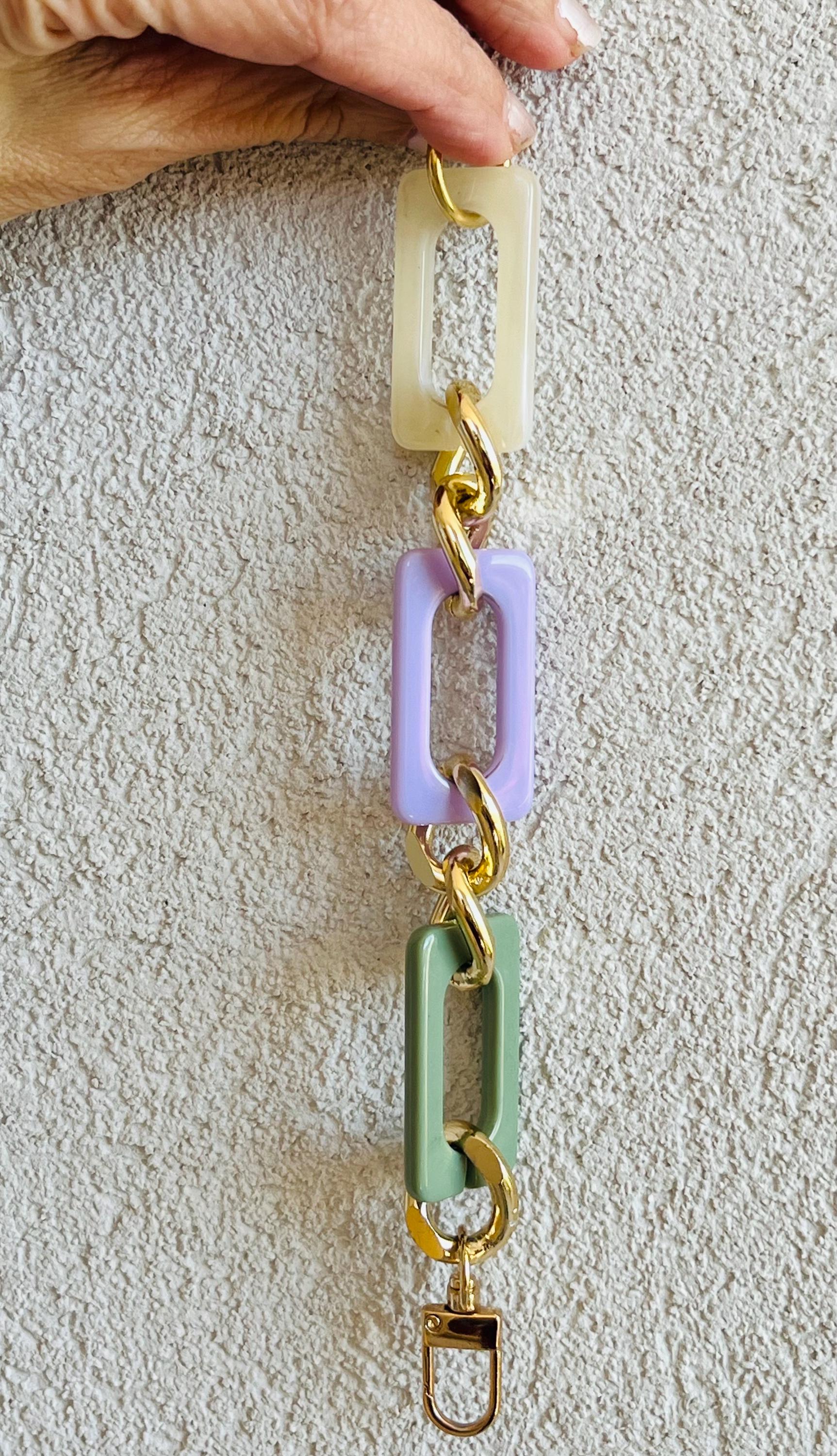 BRACCIALE MAGLIE RETTANGOLARI Acriliche -Bracciale Donna Multicolor-Bracciale Maglia Grande Piatta-Bracciale Personalizzabile-Regalo Per Lei