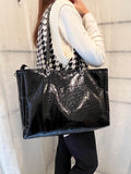 BORSA TOTE NERA Effetto Cocco Vegan con Tracolla e Pochette – Shopper Donna Artigianale Elegante per Lavoro, Tempo Libero e Laptop