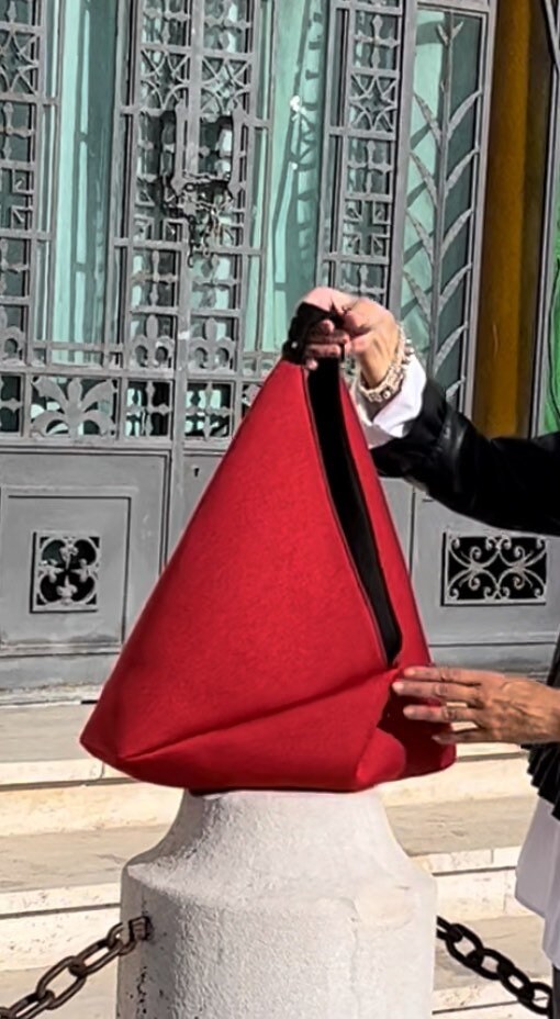 BORSA TOTE GRANDE Donna-Borsa di Lusso fatta a mano-Borsa Origami Triangolare-Borsa Neoprene-Borsa Lavoro/Viaggio-Borsa Donna Mano/Spalla