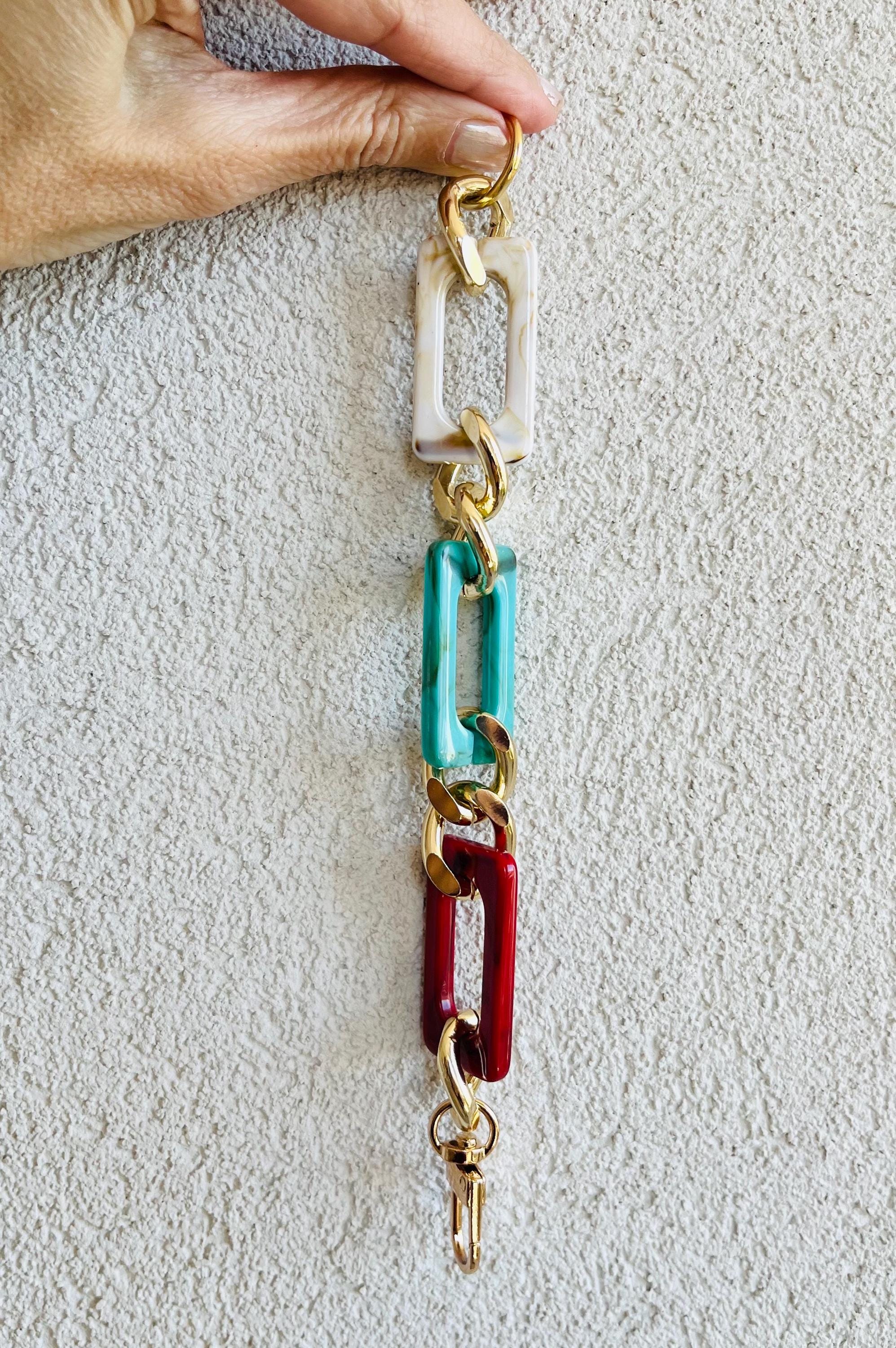 BRACCIALE MAGLIE RETTANGOLARI Acriliche -Bracciale Donna Multicolor-Bracciale Maglia Piatta Grande-Bracciale Personalizzabile-Regalo Per Lei