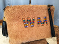 POCHETTE TEDDY GRANDE- Borsa Shearling Cammello-Pochette Donna Eco-Pelliccia-Borsa Donna Mano/Polso-Pochette Artigianale con Polsiera