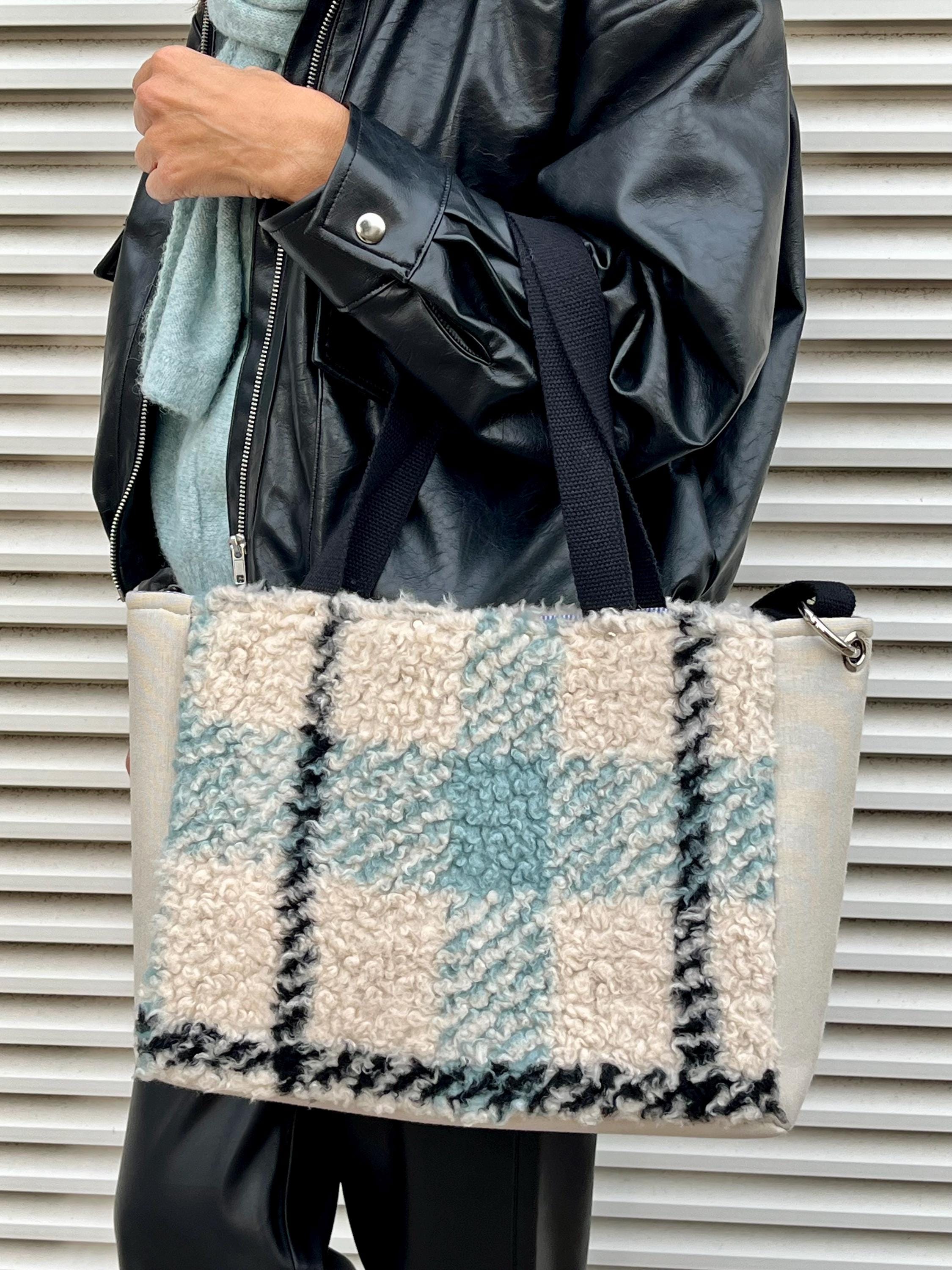 BORSA SHOPPER DONNA con Pochette, Borsa Tartan Lusso , Borsa Donna Tracolla/Mano, Borsa Elegante Lavoro/Tempo Libero, Borsa artigianale