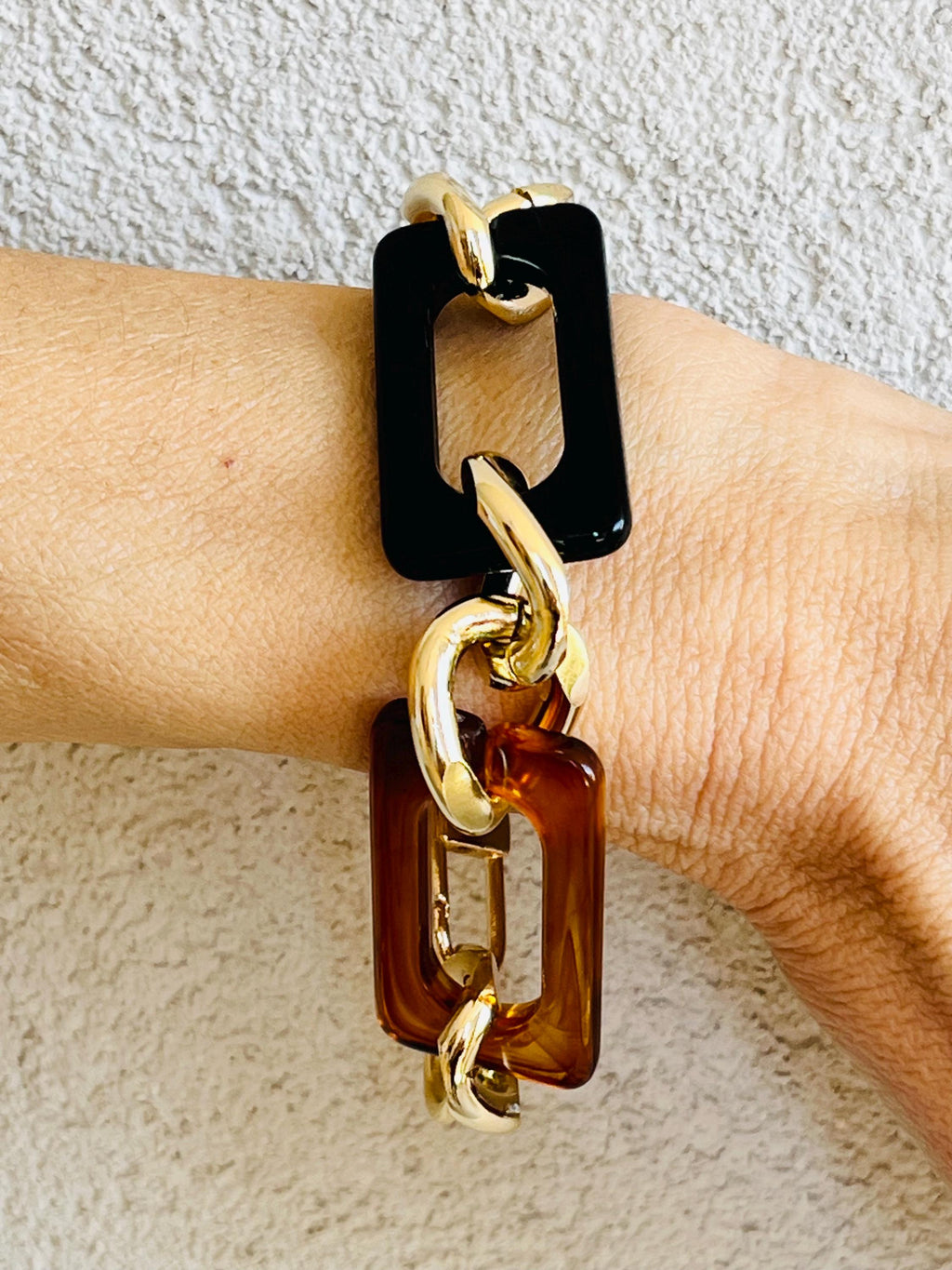 BRACCIALE MAGLIE RETTANGOLARI Acriliche -Bracciale Donna Multicolor-Bracciale Maglia Piatta Grande-Bracciale Personalizzabile-Regalo Per Lei