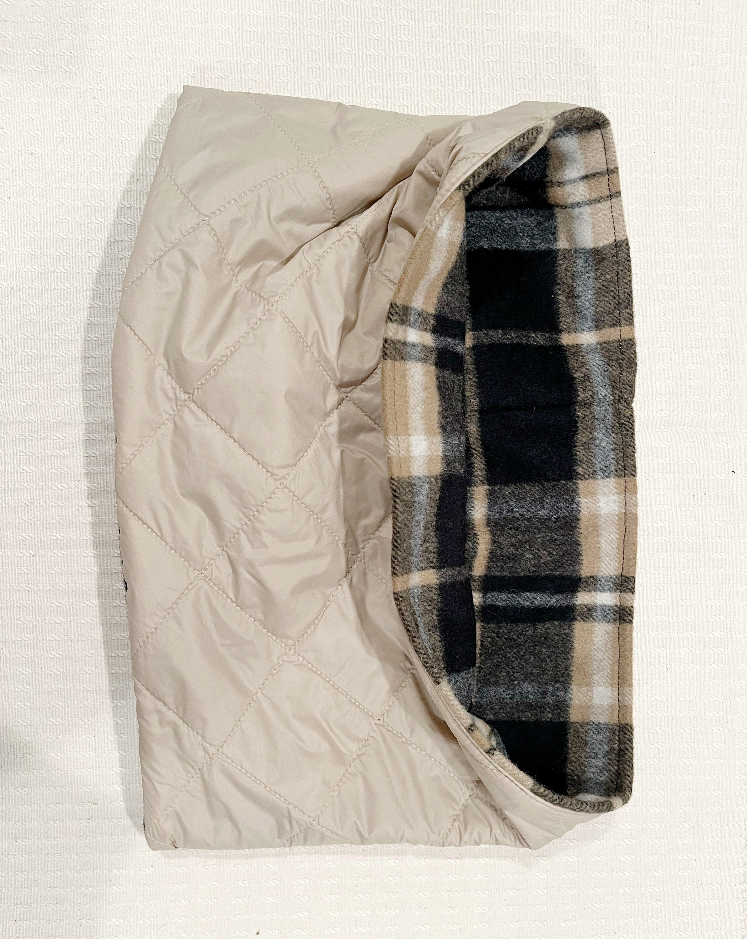 COLLO TARTAN REVERSIBILE-Collo Anello Double Face-Collo Lana/Trapuntato Impermeabile-Scaldacollo Caldo-Collo Imbottito-Regalo Natale