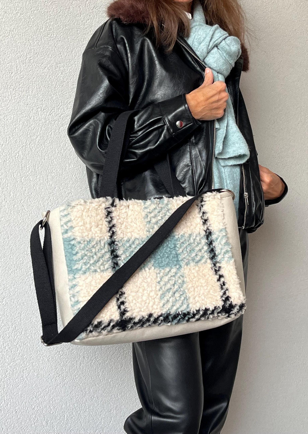 BORSA SHOPPER DONNA con Pochette, Borsa Tartan Lusso , Borsa Donna Tracolla/Mano, Borsa Elegante Lavoro/Tempo Libero, Borsa artigianale