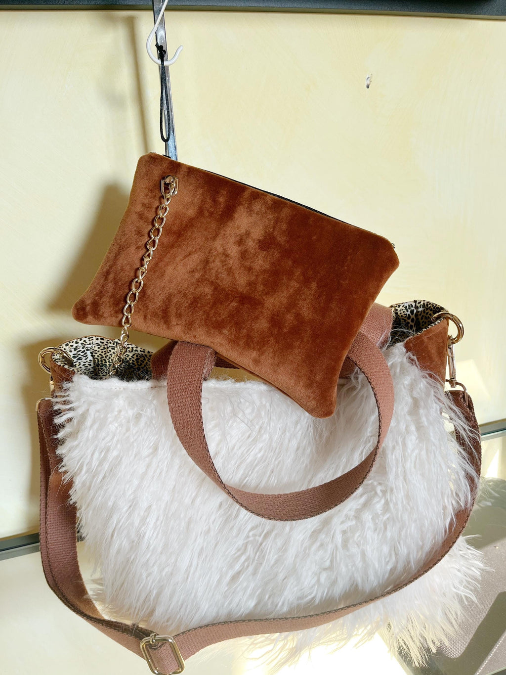 BORSA SHOPPER DONNA con Pochette, Borsa Lusso Alpaca Veg, Borsa Donna Tracolla/Mano, Borsa Elegante Lavoro/Tempo Libero, Borsa artigianale