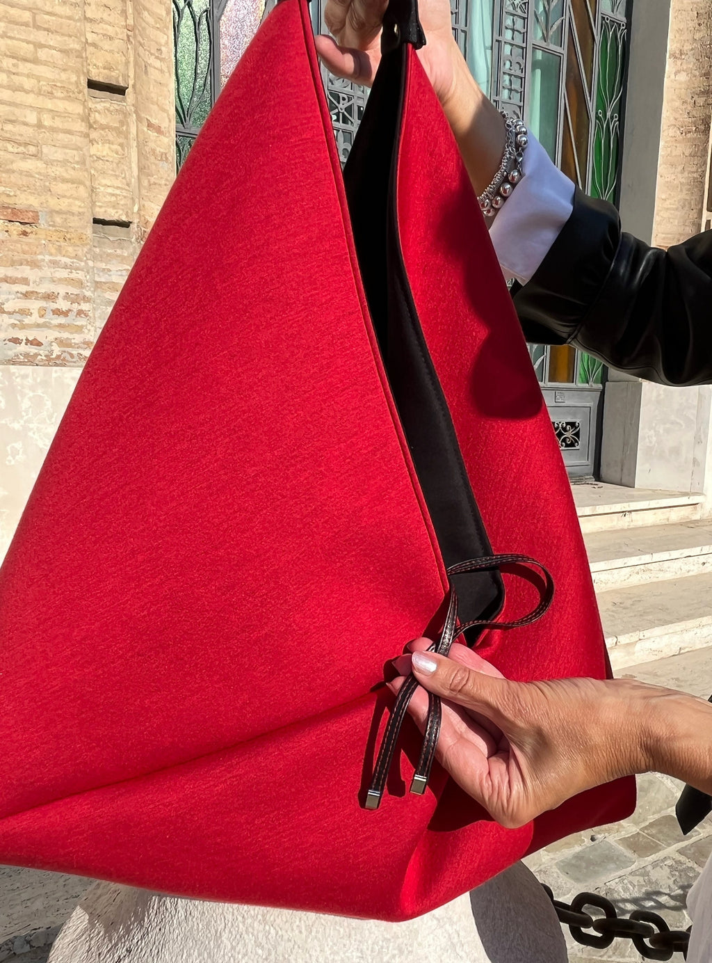 BORSA TOTE GRANDE Donna-Borsa di Lusso fatta a mano-Borsa Origami Triangolare-Borsa Neoprene-Borsa Lavoro/Viaggio-Borsa Donna Mano/Spalla