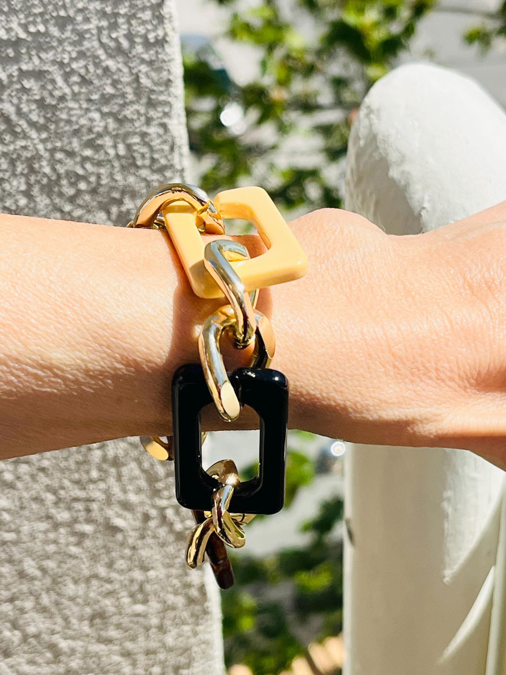 BRACCIALE MAGLIE RETTANGOLARI Acriliche -Bracciale Donna Multicolor-Bracciale Maglia Piatta Grande-Bracciale Personalizzabile-Regalo Per Lei