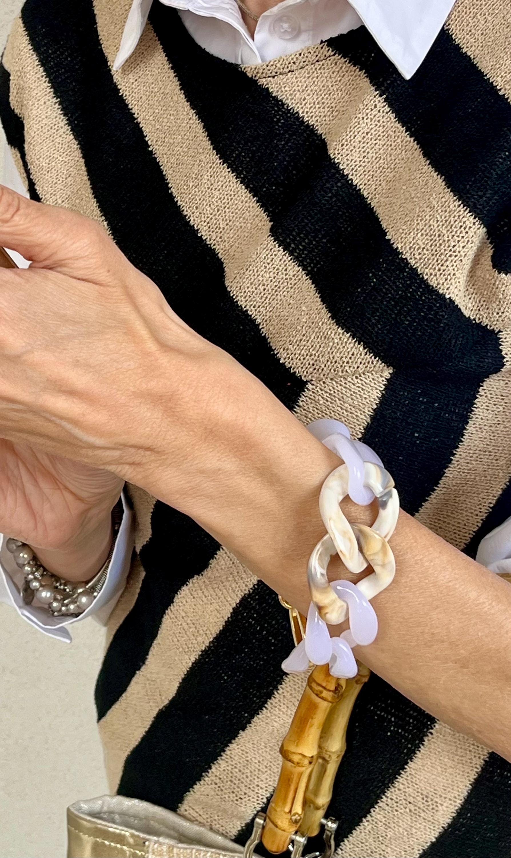BRACCIALE MAGLIE ACRILICHE-Bracciale Donna Maglie Degradee-Bracciale Maglia Larga-Bracciale Personalizzabile-Regalo Per Lei