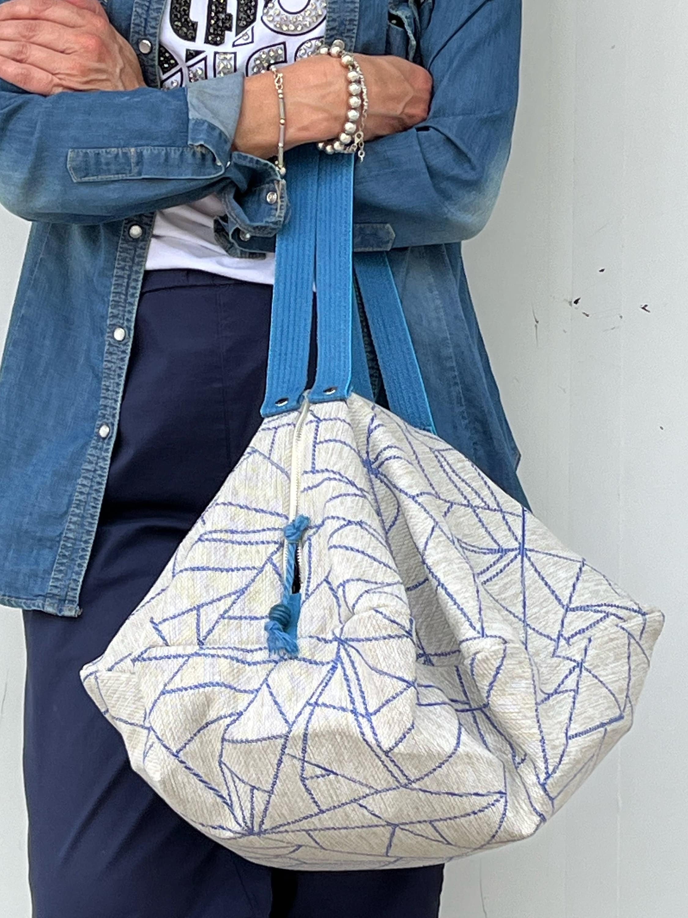 BORSA ORIGAMI GRANDE con Pochette-Borsa Canvas Donna-Borsa Minimalista Lavoro-Viaggio-Regalo per lei-Borsa di Lusso Mano/Spalla