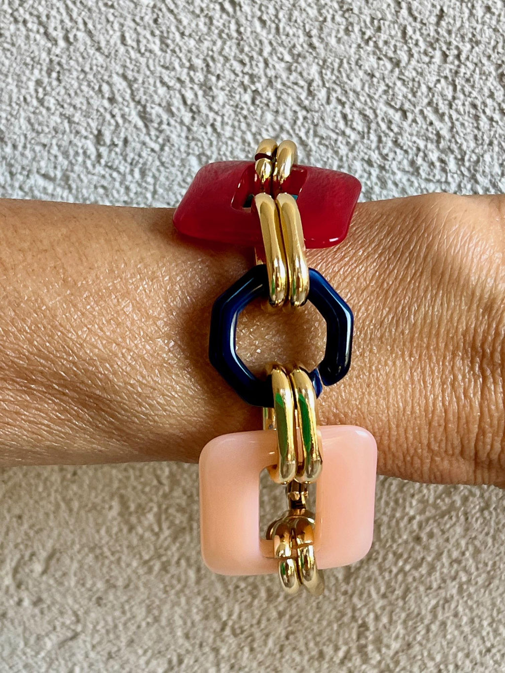 BRACCIALE MAGLIE ACRILICHE Assortite-Bracciale Donna Acrilico&Oro-Bracciale Maglie Grandi-Bracciale Personalizzabile-Regalo Per Lei