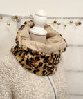 COLLO LEOPARDO  REVERSIBILE-Collo ad Anello Double Face-Scaldacollo Eco-pelliccia/Trapuntato Impermeabile-Scaldacollo Caldo-Regalo Natale