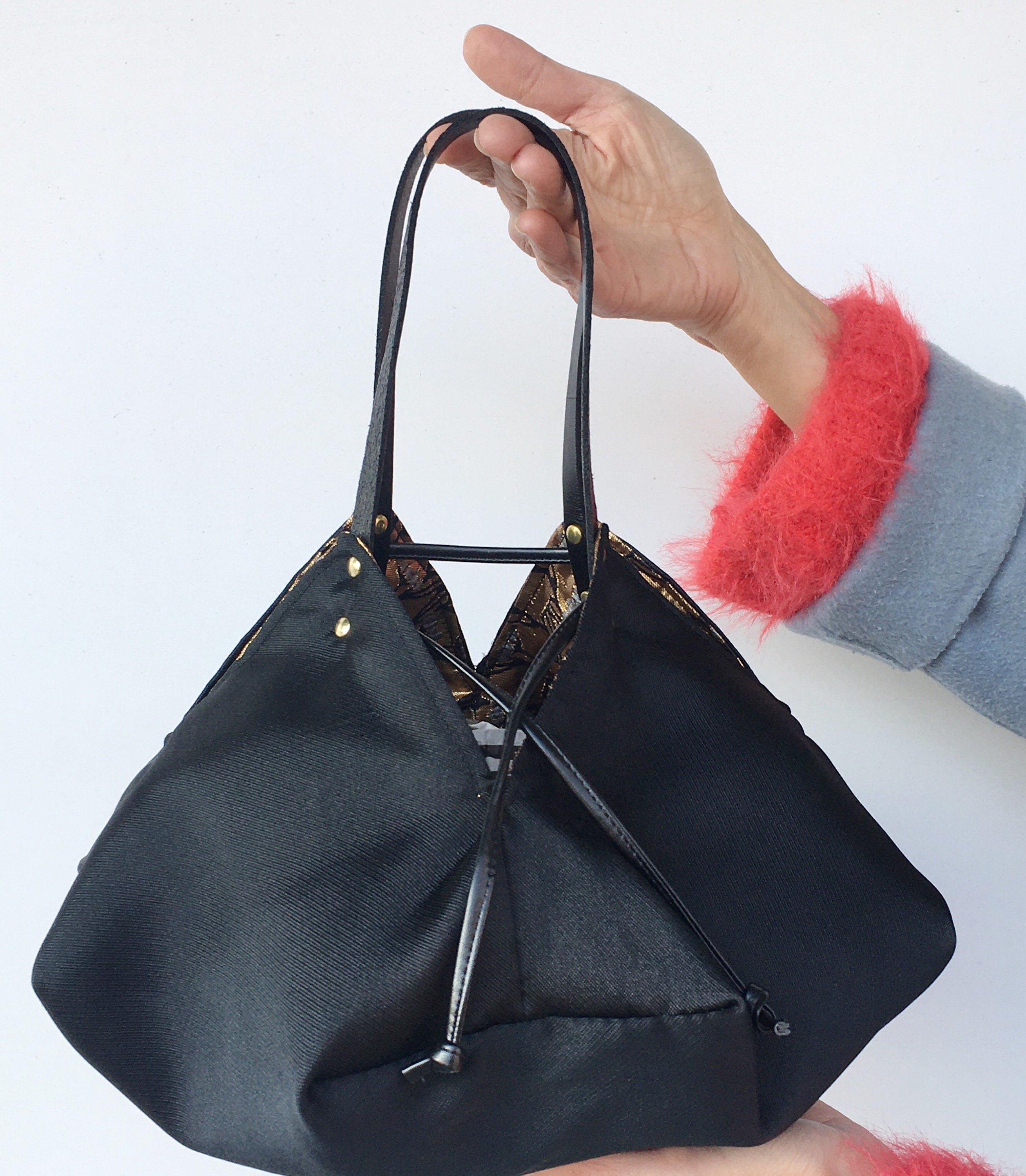 BORSA ORIGAMI REVERSIBILE-Piccola Borsa a Mano-Borsa Lusso Donna-Borsa Double Face-Borsa Elegante Donna-Borsa artigianale