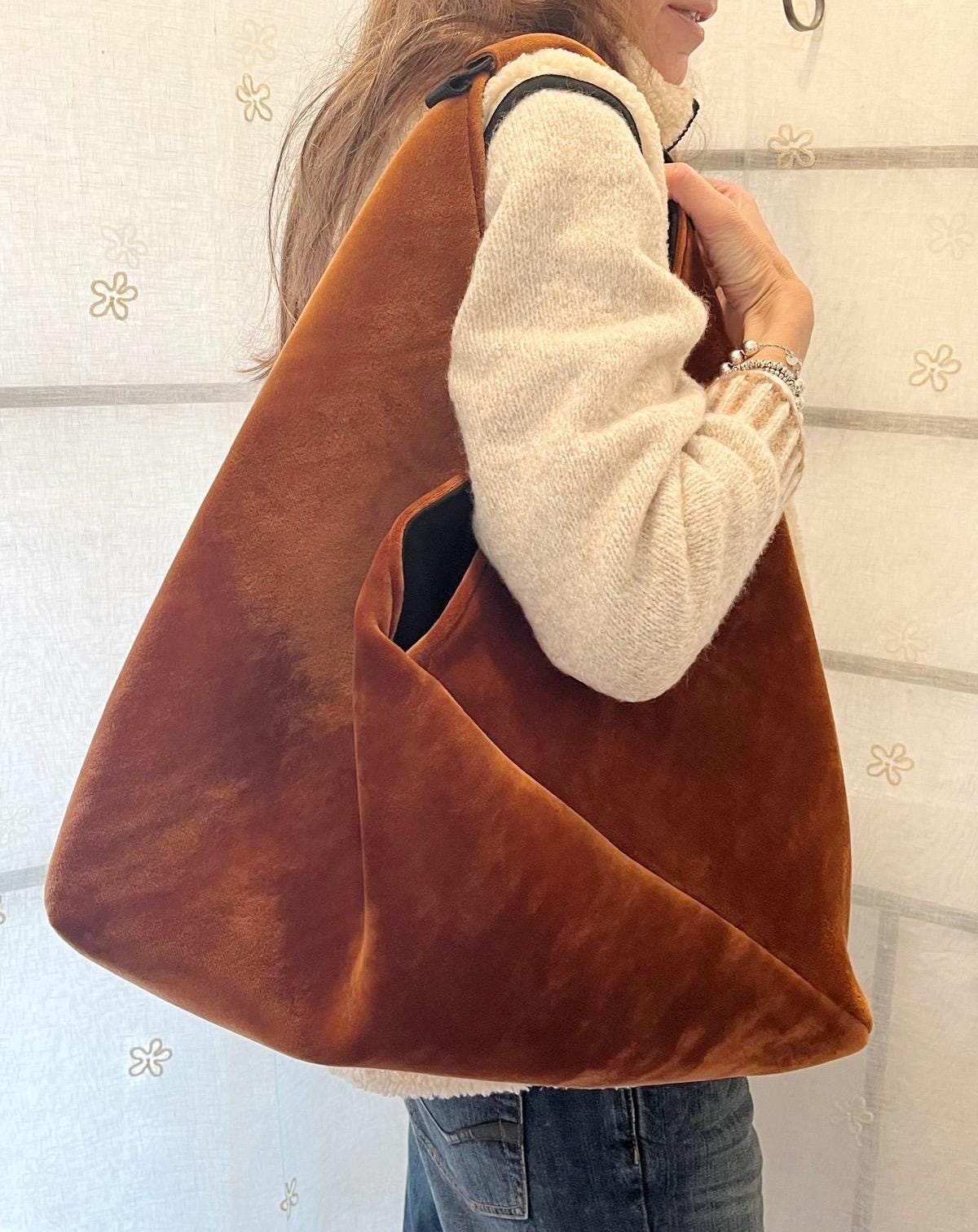 BORSA TOTE GRANDE Donna-Borsa di Lusso fatta a mano-Borsa Tringolare Maxi-Regalo per lei-Borsa Lavoro/Viaggio-Borsa donna Spalla/mano