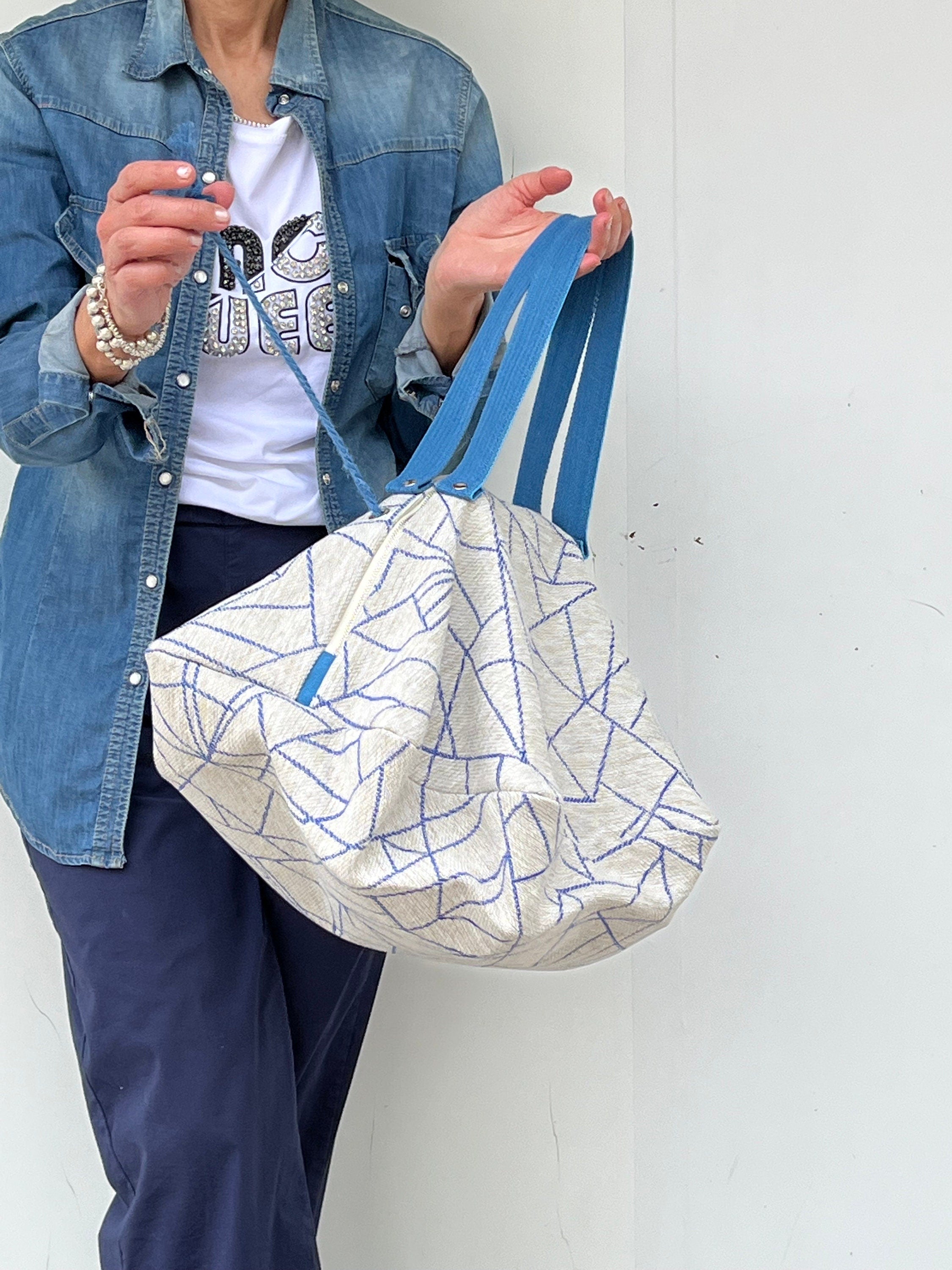 BORSA ORIGAMI GRANDE con Pochette-Borsa Canvas Donna-Borsa Minimalista Lavoro-Viaggio-Regalo per lei-Borsa di Lusso Mano/Spalla