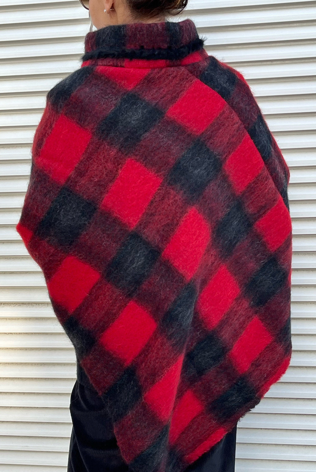 PONCHO MANTELLA DONNA -Poncho Plaid Lana&Mohair-Poncho Lungo Donna- Poncho Pullover con  Collo, Poncho Mantella Lana, Poncho fatto a mano