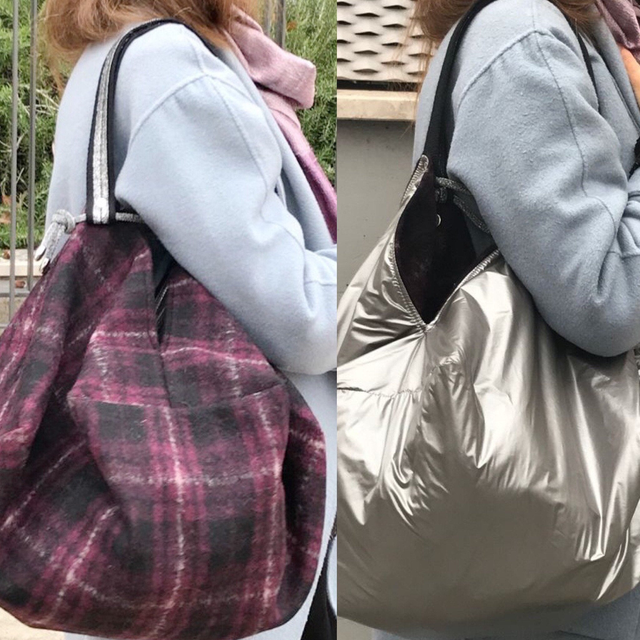GRANDE BORSA SPALLA Reversibile-Borsa Donna con Pochette-Borsa di Lusso-Regalo per lei, Borsa Boho Tessuto-Borsa Viaggio-Borsa Zaino Donna