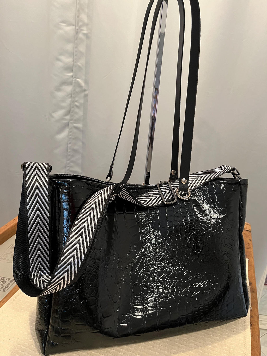 BORSA SHOPPER NERA Cocco Vegan con Tracolla e Pochette – Borsa Donna Grande a Mano o Spalla, Elegante per Lavoro e Tempo Libero