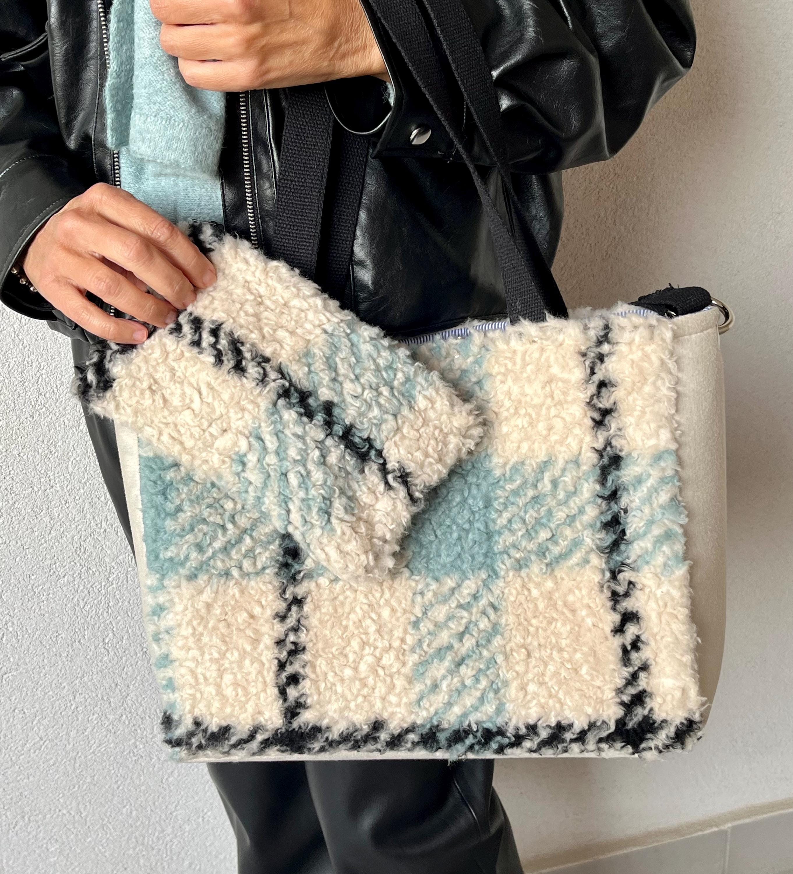 BORSA SHOPPER DONNA con Pochette, Borsa Tartan Lusso , Borsa Donna Tracolla/Mano, Borsa Elegante Lavoro/Tempo Libero, Borsa artigianale