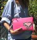 CLUTCH BARBIE CUORE -Clutch Donna con Polsiera-Borsa di Lusso-Borsa Party/Matrimoni-Clutch Ecopelle Cuore-Borsa Mano/Polso-Borsa Artigianale