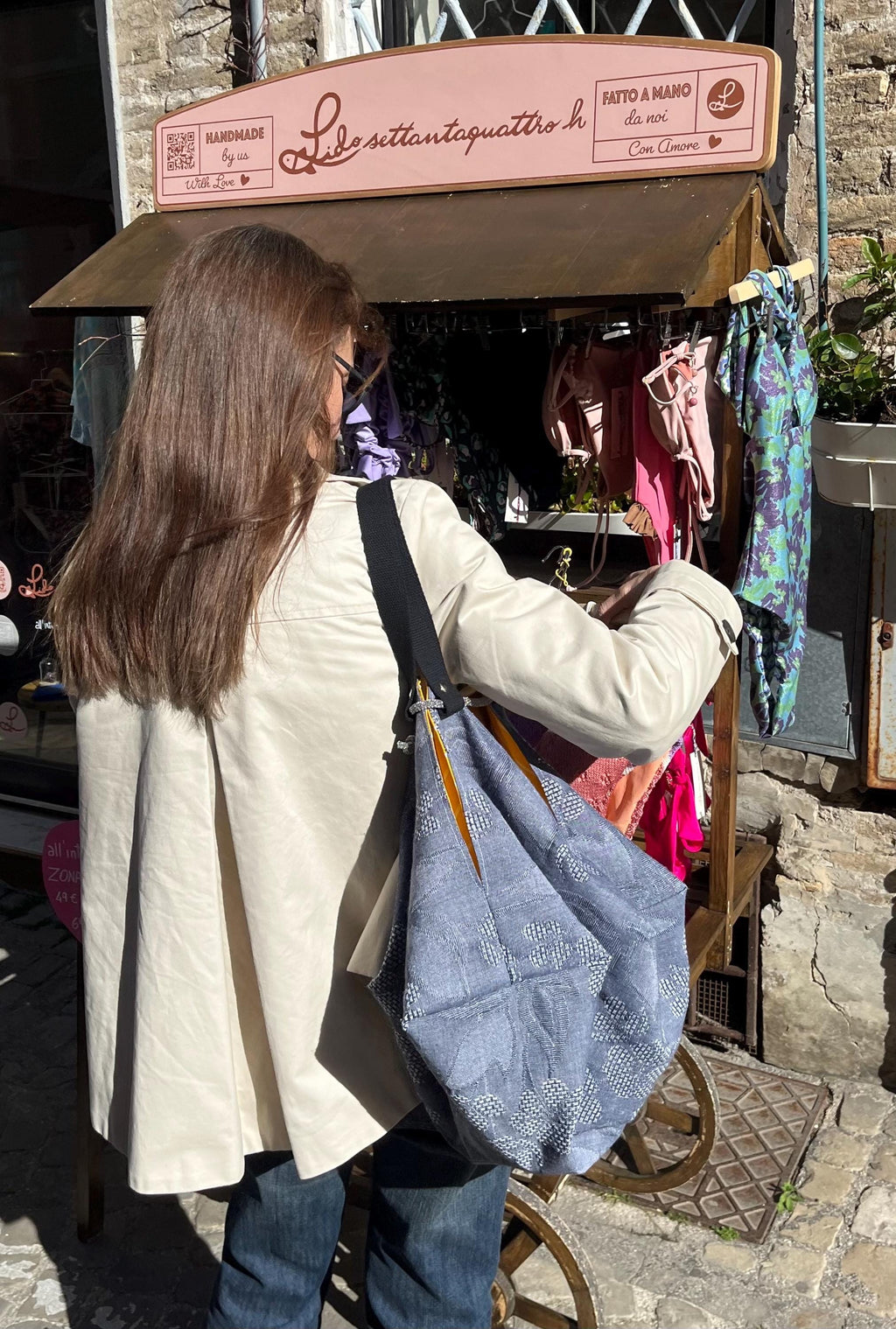 GRANDE BORSA SPALLA Reversibile-Borsa Donna con Pochette-Borsa Denim-Borsa di Lusso-Regalo Donna-Borsa Viaggio-Borsa Zaino Donna