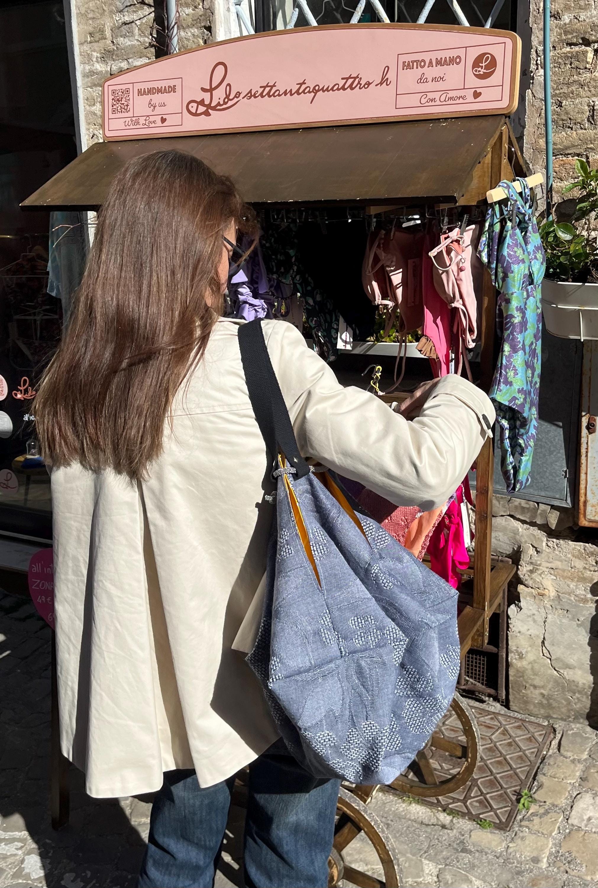 GRANDE BORSA SPALLA Reversibile-Borsa Donna con Pochette-Borsa Denim-Borsa di Lusso-Regalo Donna-Borsa Viaggio-Borsa Zaino Donna