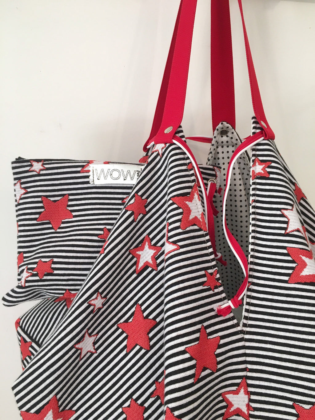 BORSA GRANDE REVERSIBILE-Borsa Origami Artigianale-Borsa Cotone Rigato Multiuso-Borsa Mare-Borsa Viaggio-Borsa Mano/Spalla