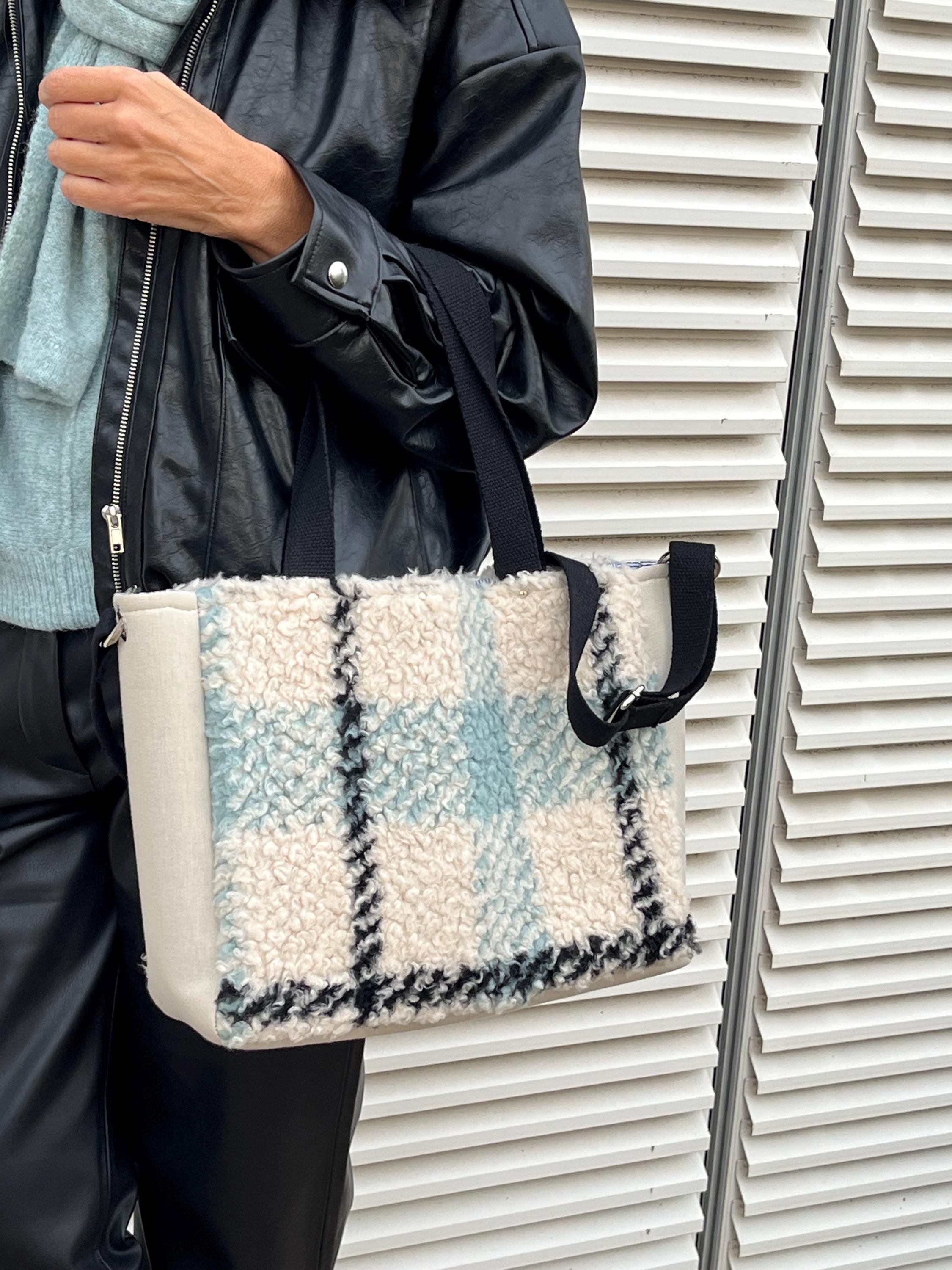 BORSA SHOPPER DONNA con Pochette, Borsa Tartan Lusso , Borsa Donna Tracolla/Mano, Borsa Elegante Lavoro/Tempo Libero, Borsa artigianale