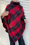 PONCHO MANTELLA DONNA -Poncho Plaid Lana&Mohair-Poncho Lungo Donna- Poncho Pullover con  Collo, Poncho Mantella Lana, Poncho fatto a mano
