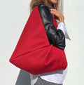 BORSA TOTE ORIGAMI Bento Grande in Neoprene Rosso Impermeabile con Interno Nero-made in Italy
