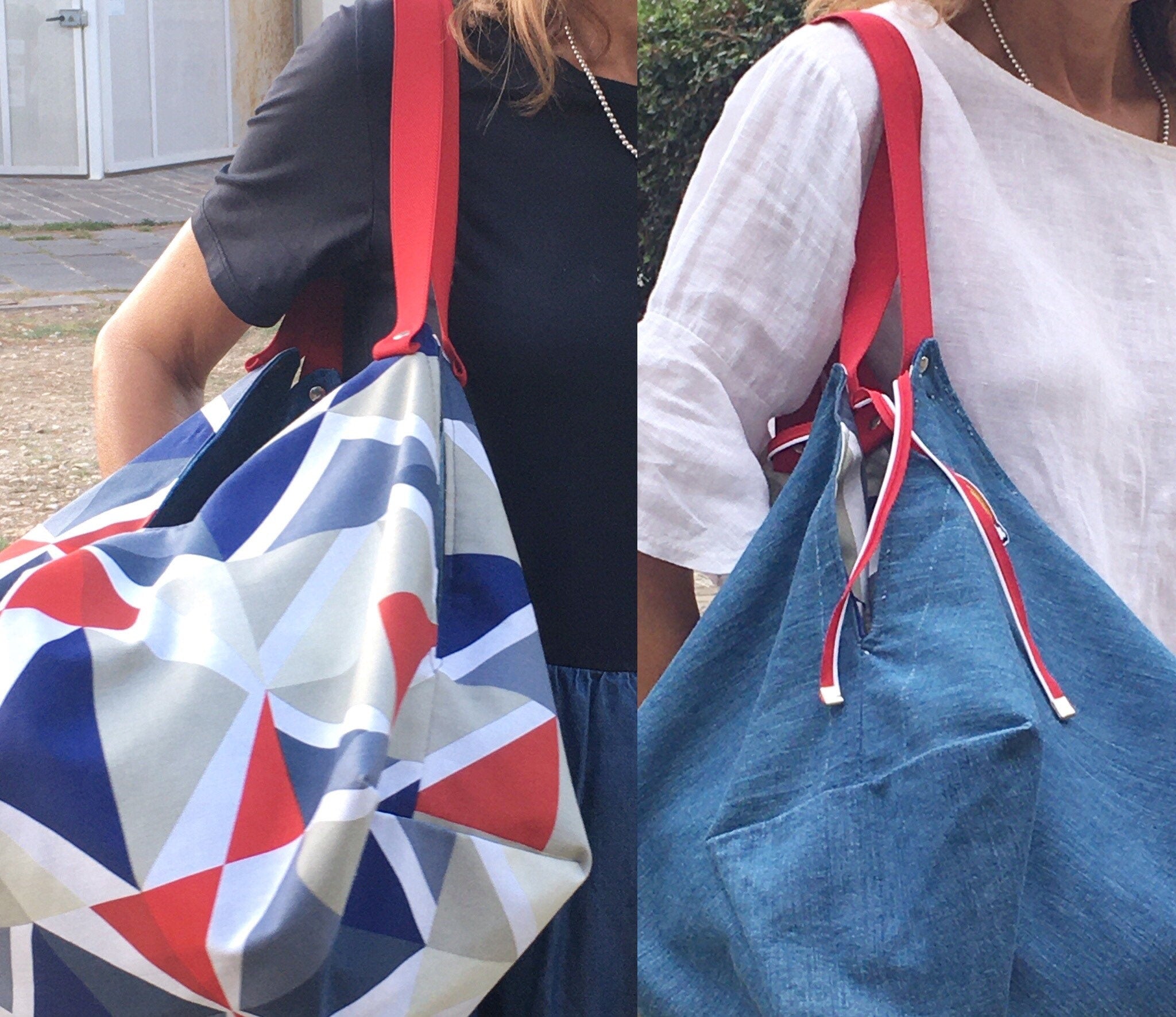 GRANDE BORSA SPALLA Reversibile-Borsa Viaggio Donna con Pochette-Borsa Business regalo per lei, Borsa in Denim-Borsa Viaggio-Zaino Donna