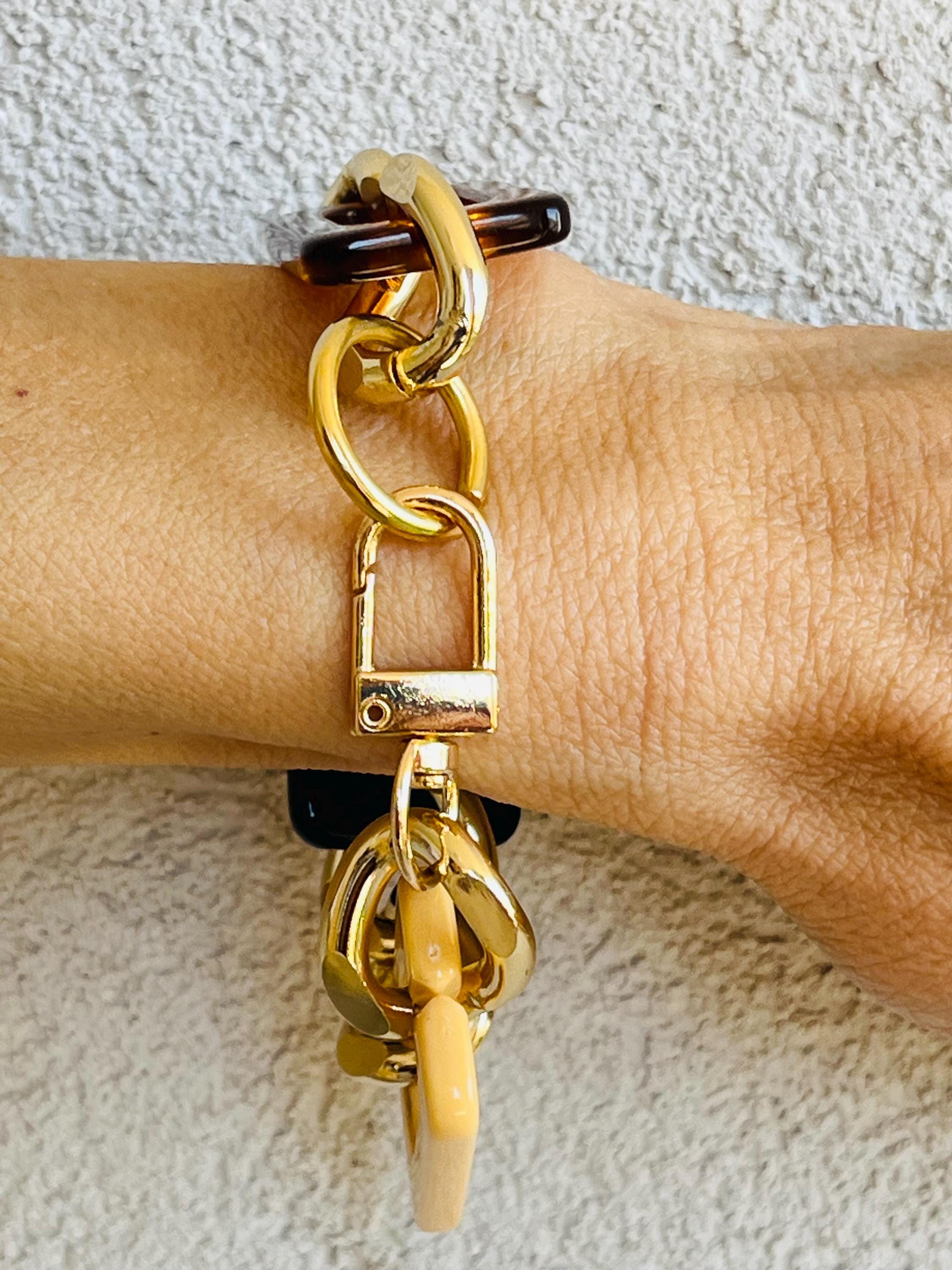 BRACCIALE MAGLIE RETTANGOLARI Acriliche -Bracciale Donna Multicolor-Bracciale Maglia Piatta Grande-Bracciale Personalizzabile-Regalo Per Lei