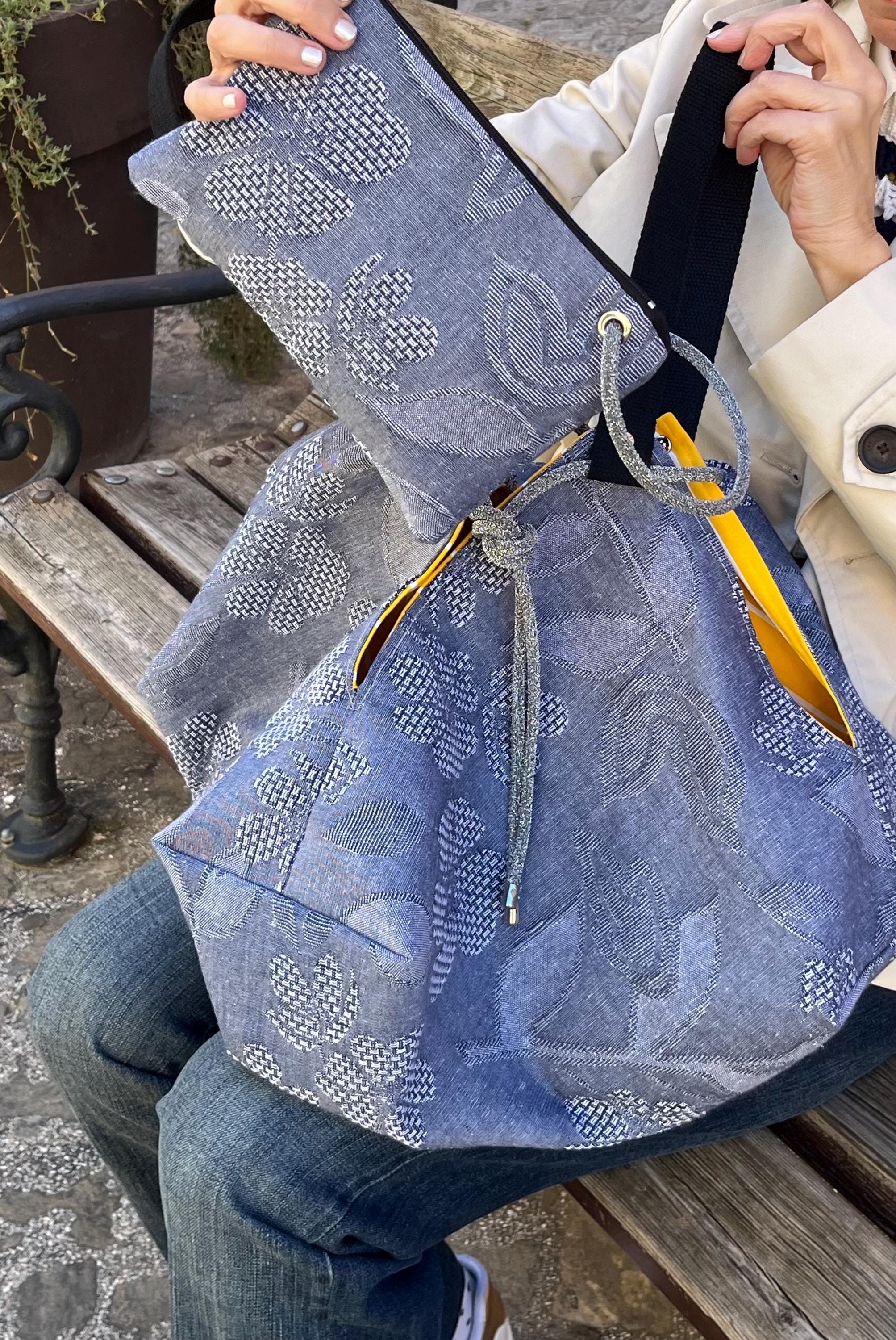 GRANDE BORSA SPALLA Reversibile-Borsa Donna con Pochette-Borsa Denim-Borsa di Lusso-Regalo Donna-Borsa Viaggio-Borsa Zaino Donna